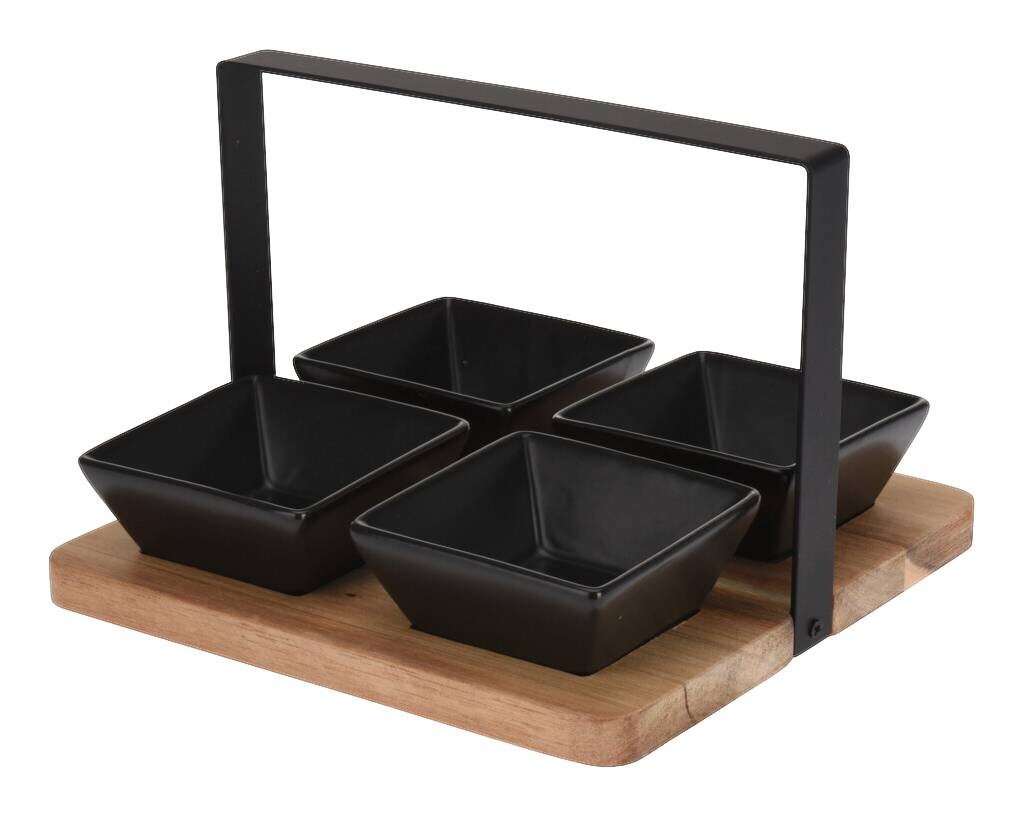 Servierset schwarz Steingut B/L: ca. 20x20 cm