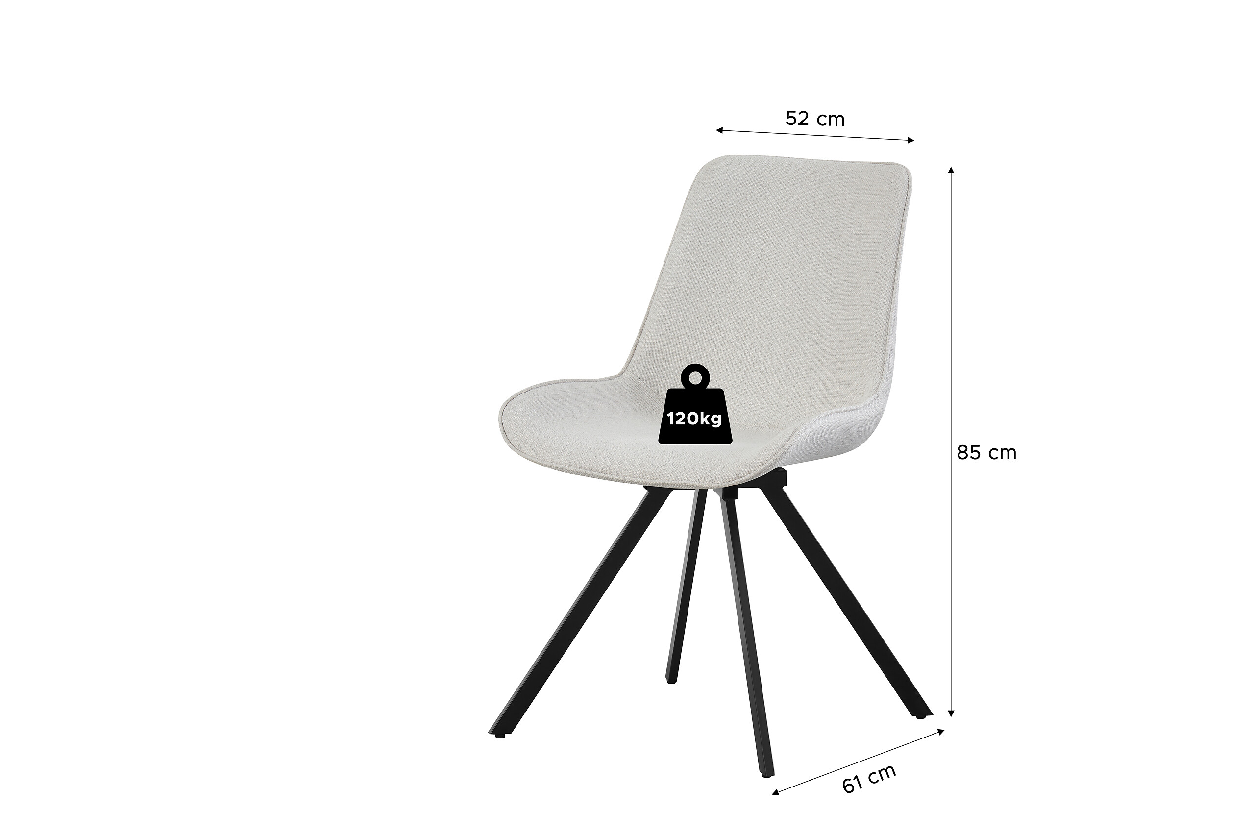 Drehstuhl EMILIA, 2er Set creme Webstoff B/H/T: ca. 52x85x61 cm