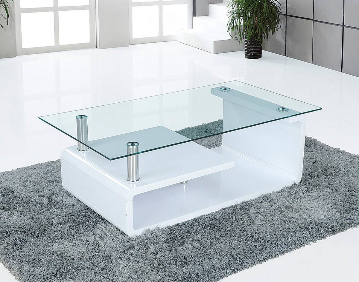 Glascouchtisch Emil glasklar weiß B/H/T: ca. 110x40x65 cm