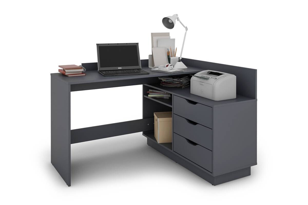 Eckschreibtisch BELFAST anthrazit B/H/T: ca. 129x83,5x105 cm