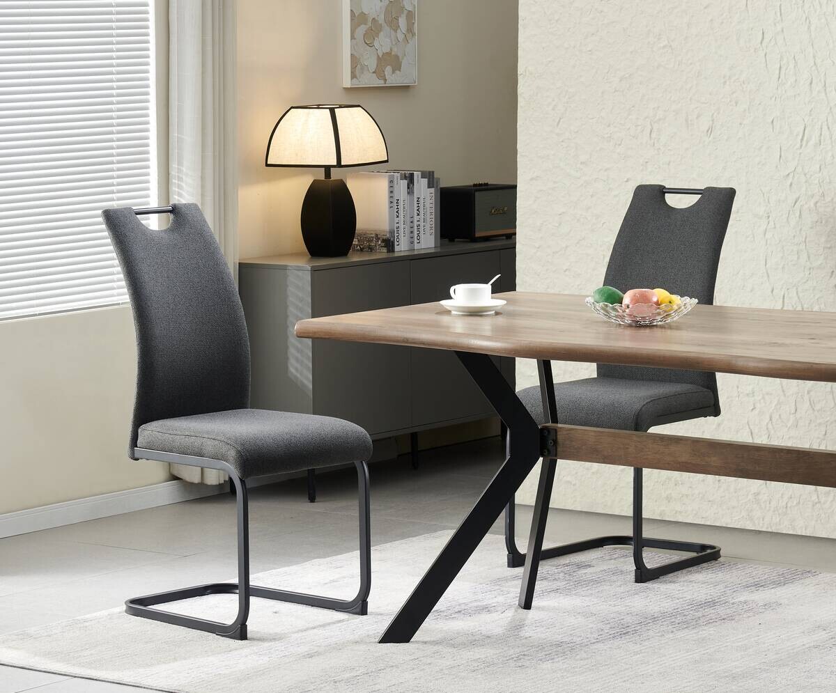 Schwingstuhl HANNA, 2er Set anthrazit Webstoff B/H/T: ca. 43x98x59 cm