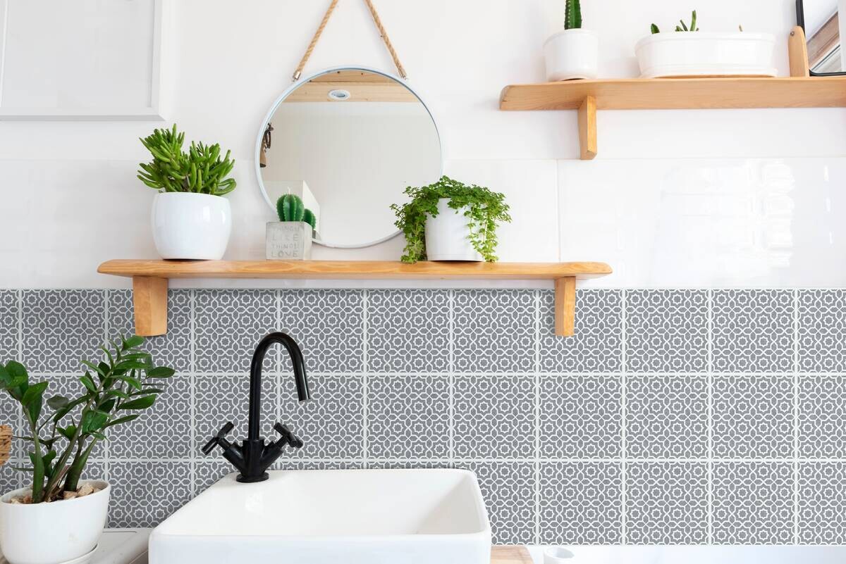 d-c-fix Wandfliese selbstklebend grau B/L: ca. 15,25x15,25 cm