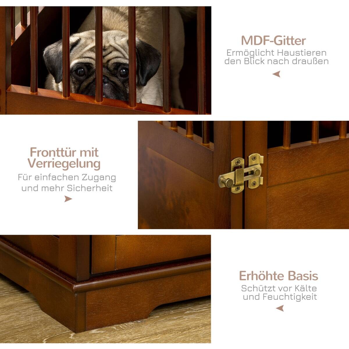 PawHut Hunde-Zubehör braun Edelstahl B/H/L: ca. 59,5x80,5x67,5 cm