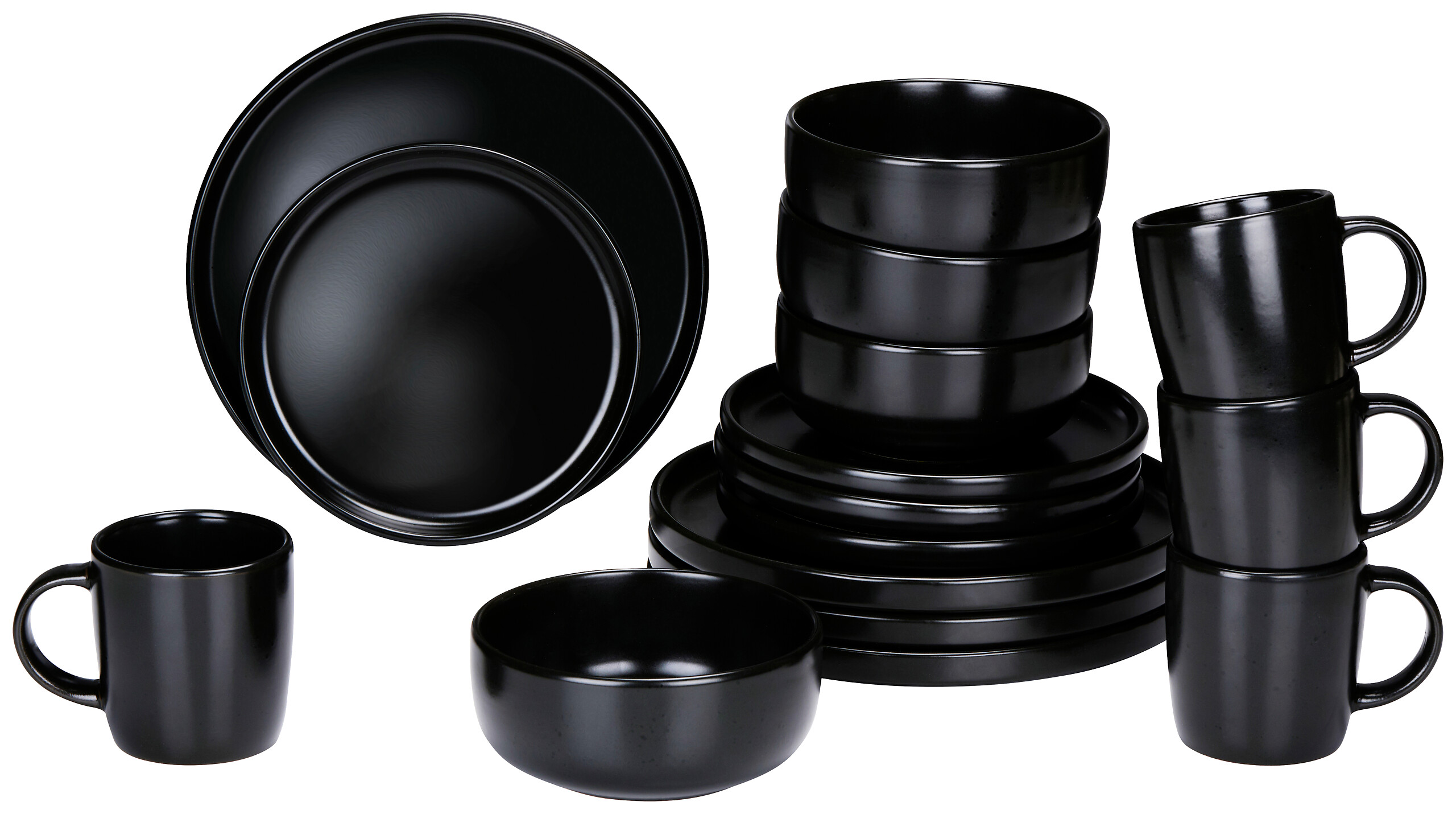 alpina Kombiservice schwarz Steinzeug 16 tlg.