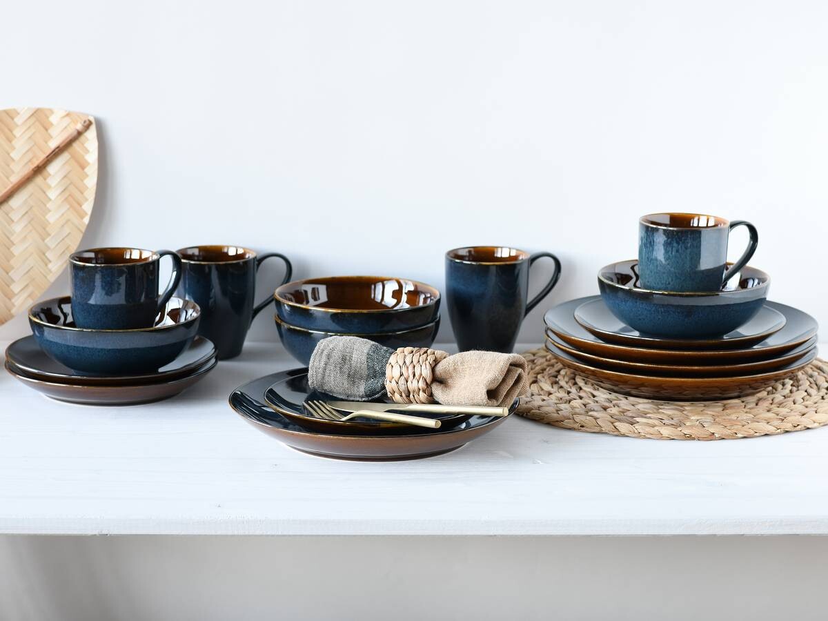 CreaTable Kombiservice Mallorca petrol Keramik 16 tlg.