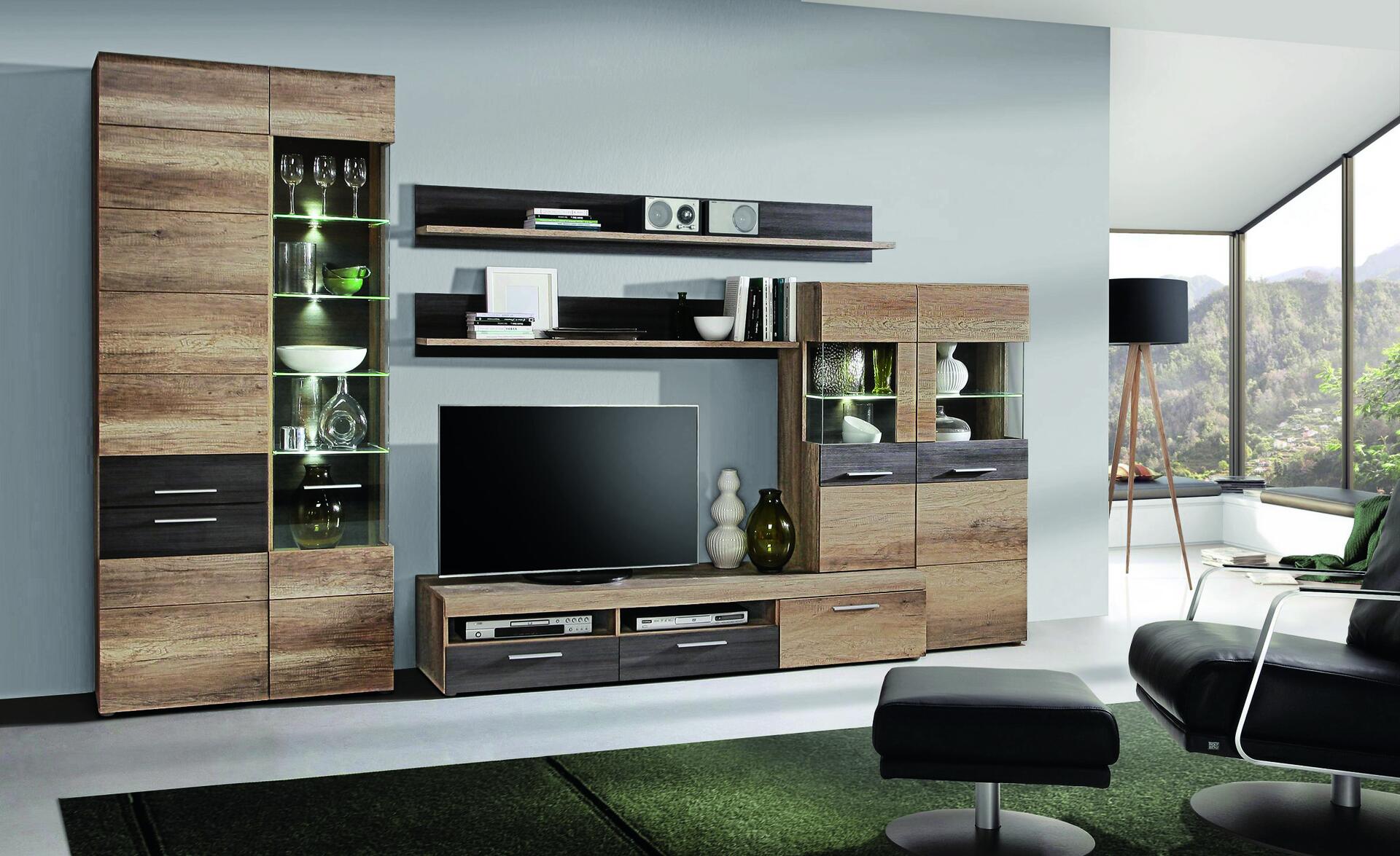 Wohnwand  Eiche Antik Nachbildung Touchwood Nachbildung B/H/T: ca. 320x207x52 cm