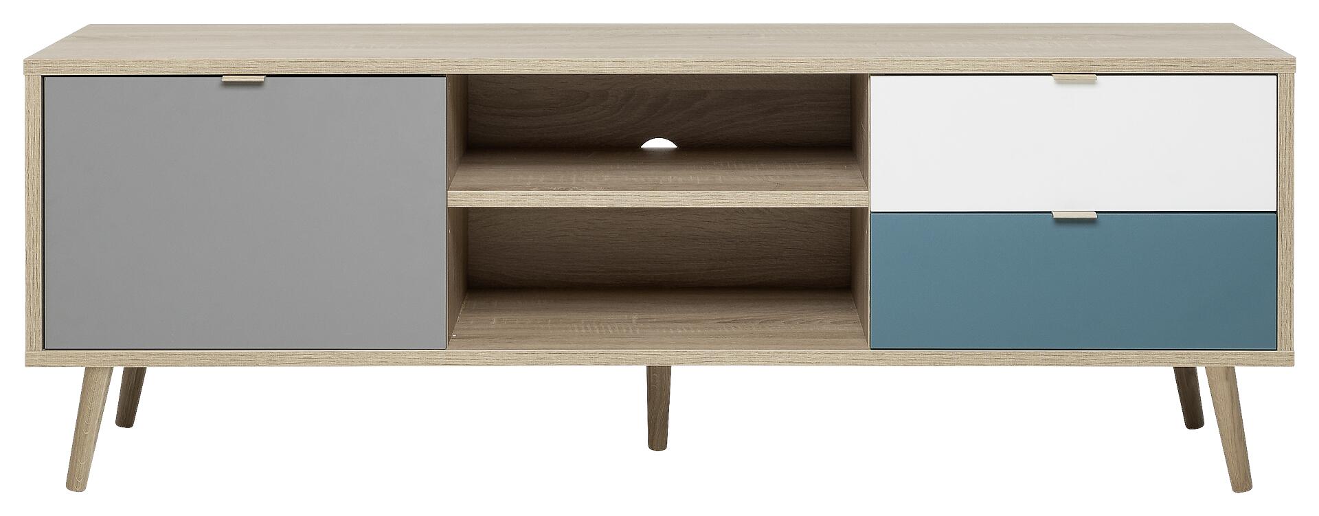 TV-Lowboard Cuba Eiche Sonoma Nachbildung weiß grau petrol B/H/T: ca. 150x52x40 cm TV-Lowboard Cuba Eiche Sonoma Nachbildung weiß grau petrol B/H/T: ca. 150x52x40 cm