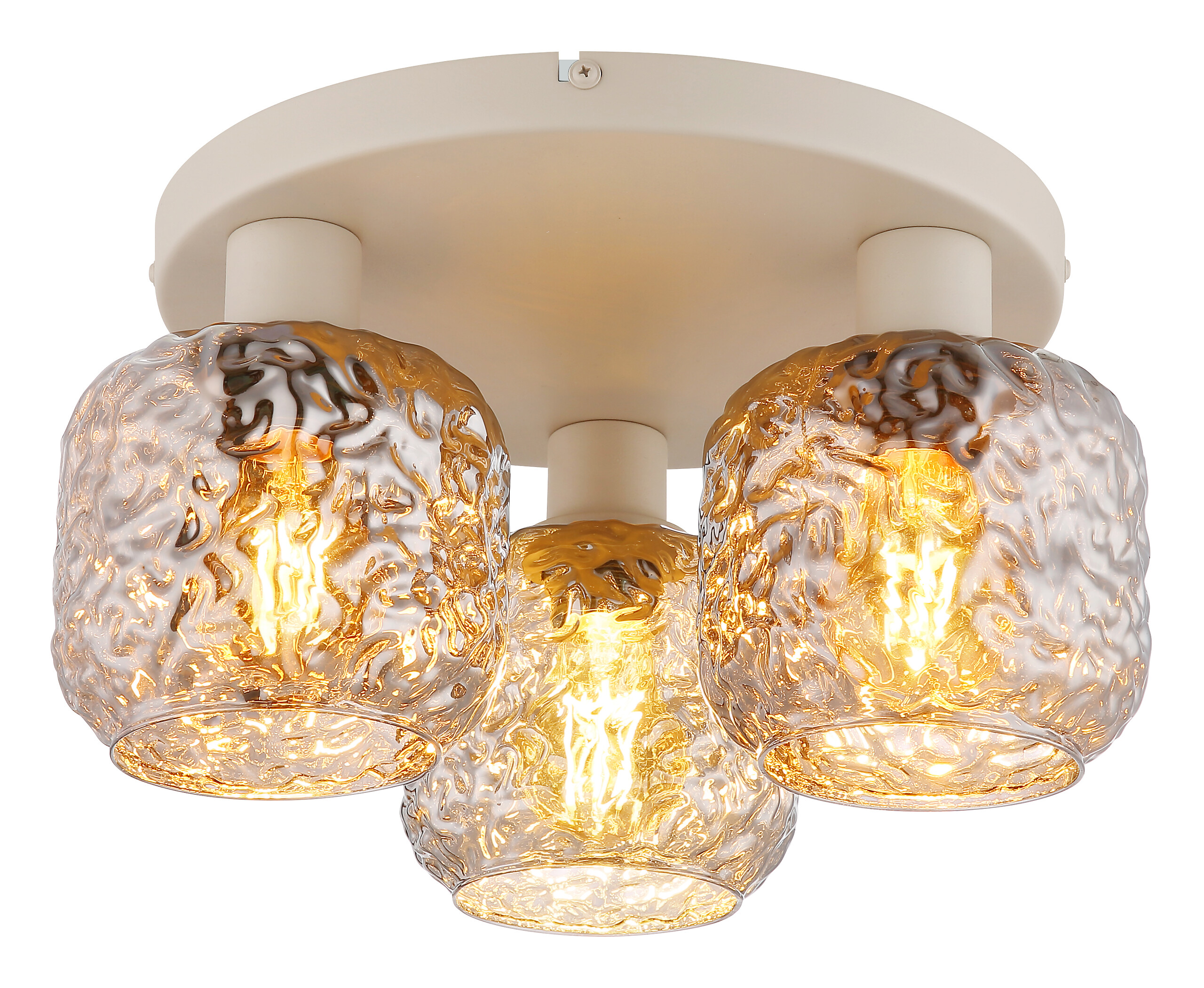 GLOBO Deckenleuchte Rauch beige Glas Metall B/H/L: ca. 34x27,5x34 cm 3 Brennstellen