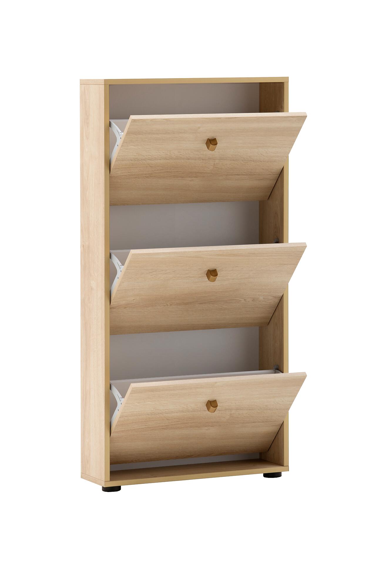 Schuhkipper Flora, 3er Eiche Nachbildung B/H/T: ca. 59,8x122x19,55 cm