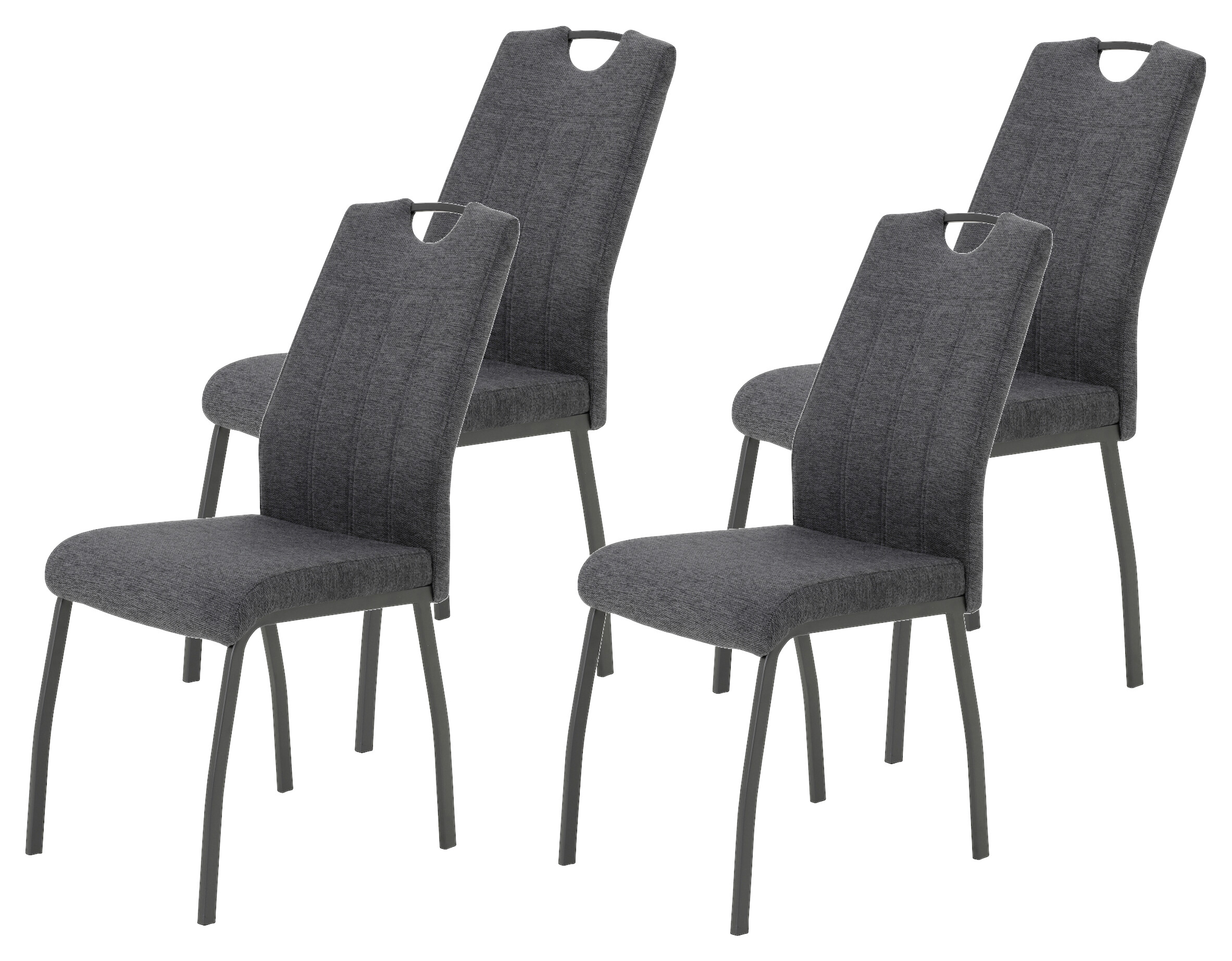 Stuhl 4er Set ELIF III anthrazit grau Microfaser Metall B/H/T: ca. 44x96x64 cm