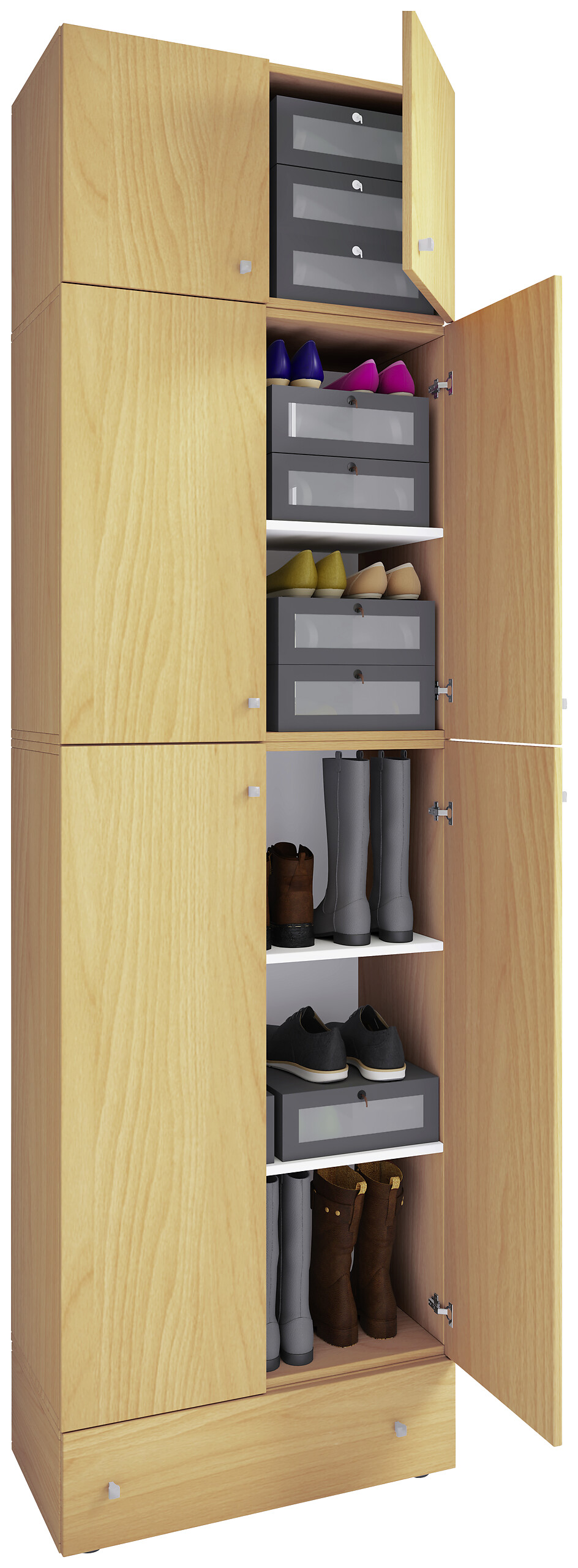 Schuhschrank Lona buche Nachbildung weiß B/H/T: ca. 70x240x39 cm