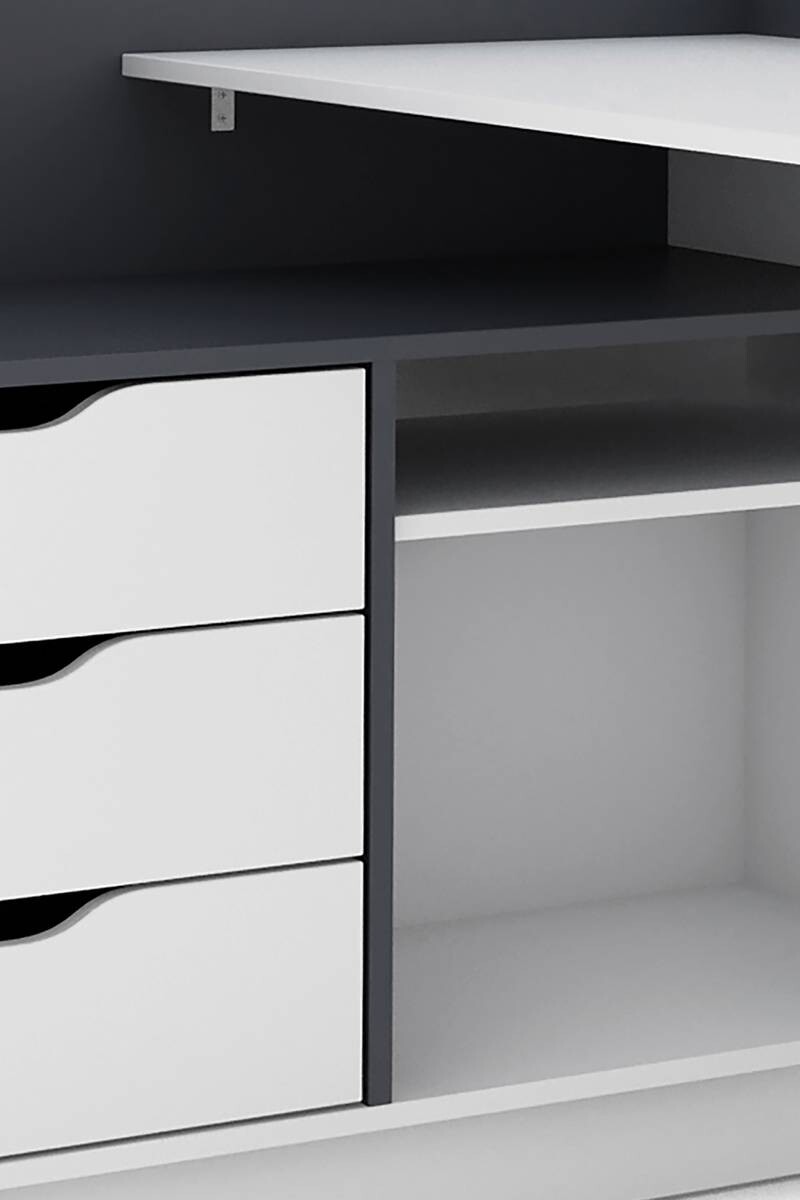 Winkelschreibtisch BELFAST weiß anthrazit B/H/T: ca. 129x83,5x105 cm