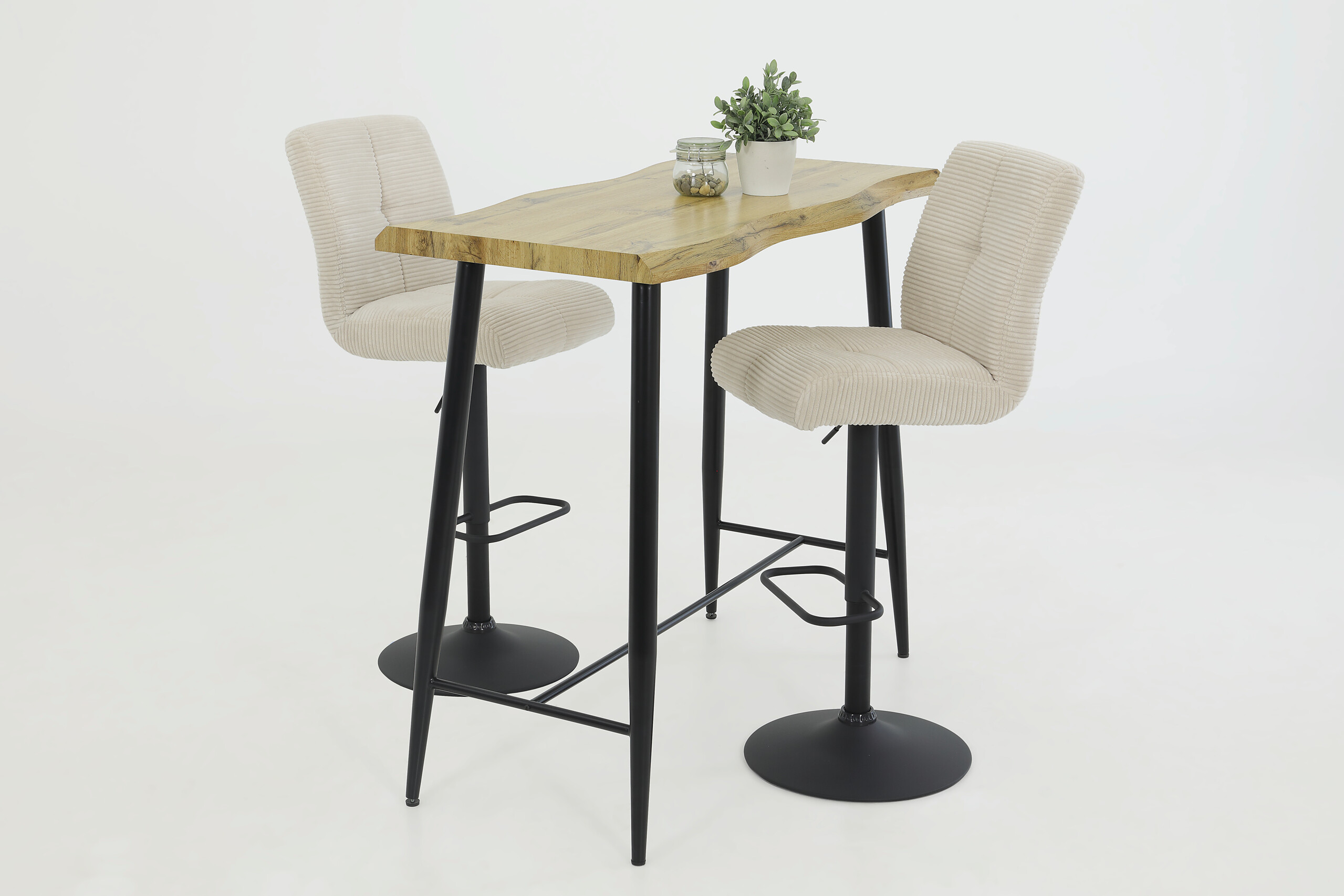 Barhocker Leni I, 2er-Set creme Microfaser B/H/T: ca. 44x124x57 cm