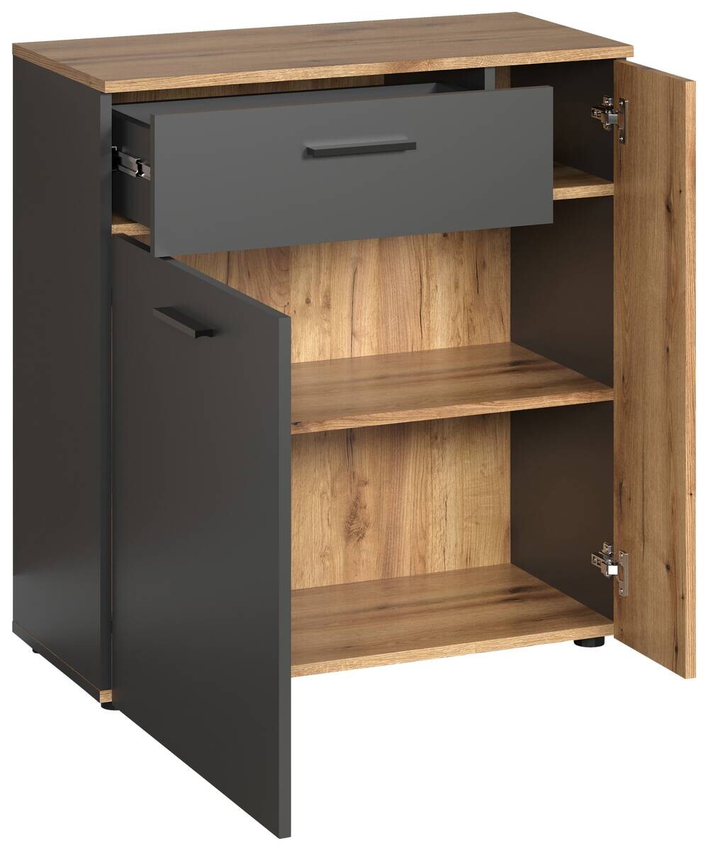 Kommode Esteban anthrazit Eiche Evoke Coast Nachbildung B/H/T: ca. 80x86x38 cm