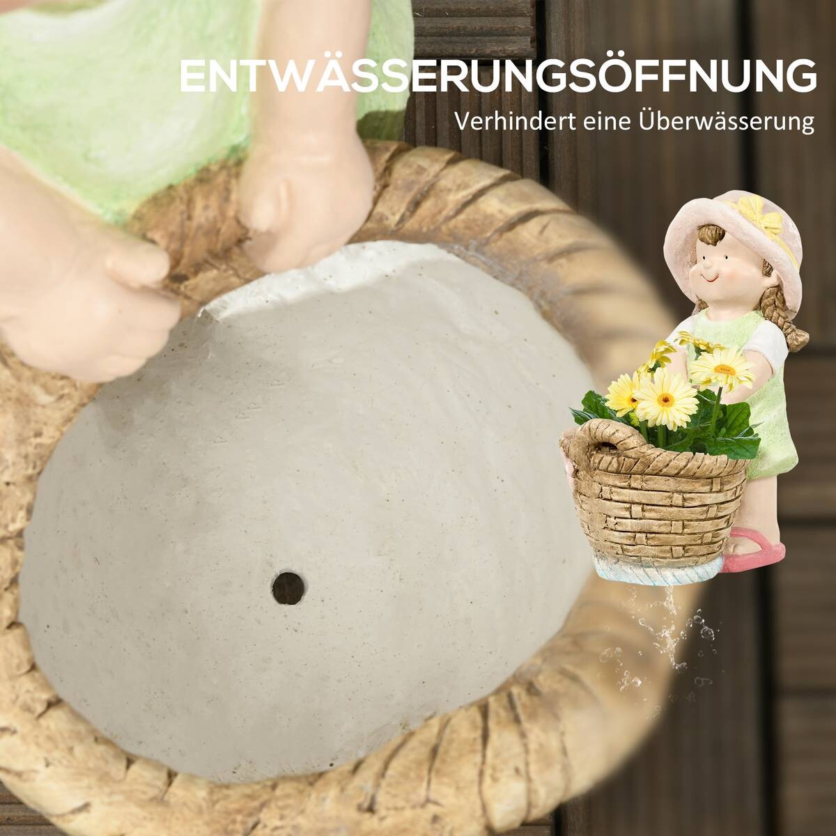 Outsunny Gartenstatue mit Blumenkorb