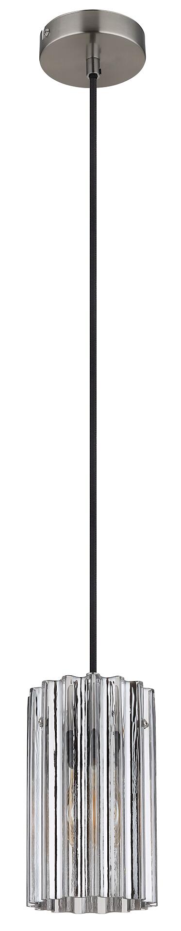 GLOBO Pendelleuchte CAYDEN 15747H schwarz klar nickel Glas Metall Kunststoff H/D: ca. 120x11,5 cm E27 1 Brennstellen