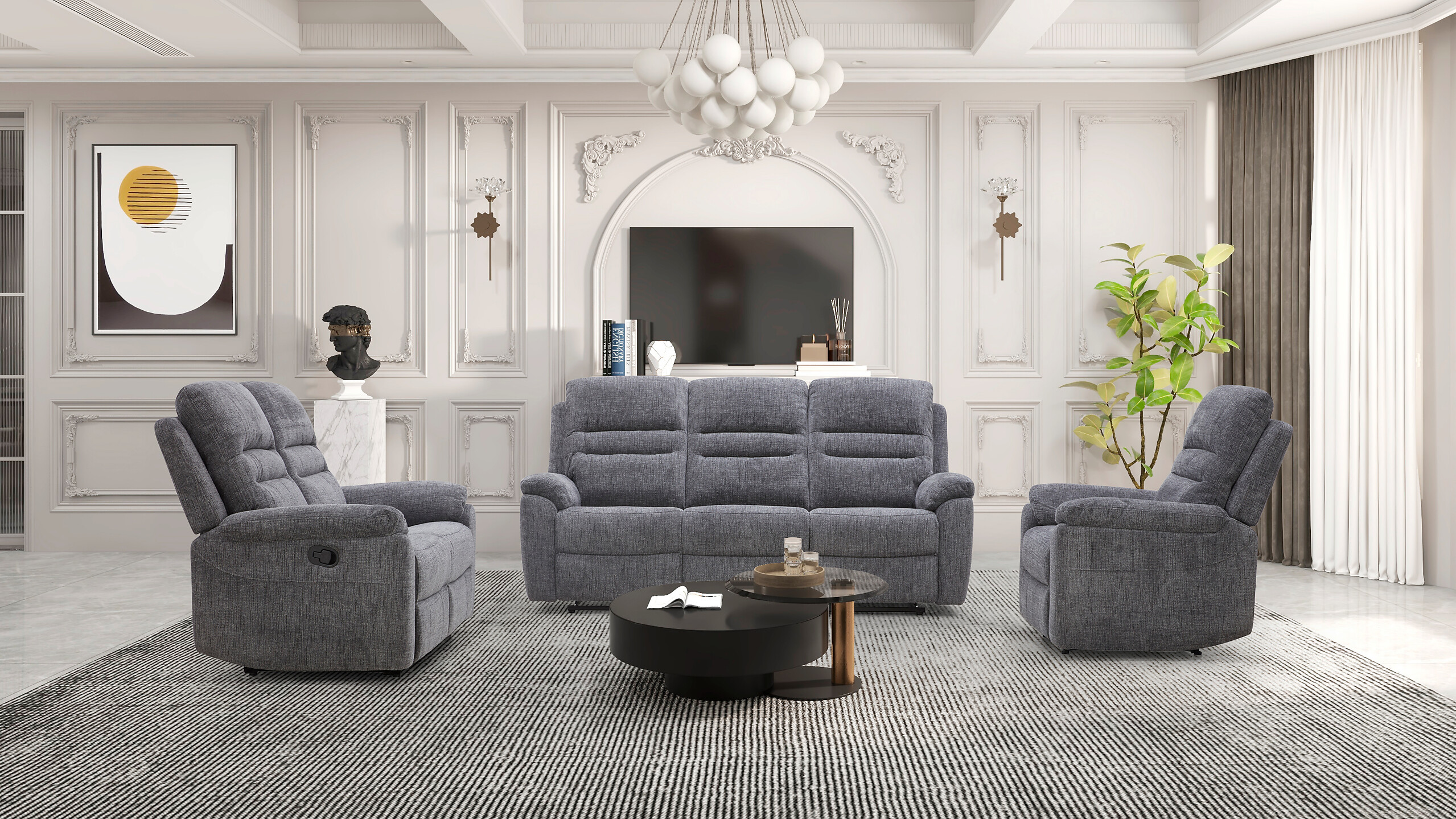 Sofa 3-2-1 KW 2028 dunkelgrau Microfaser Sofa 3-2-1 KW 2028 dunkelgrau Microfaser