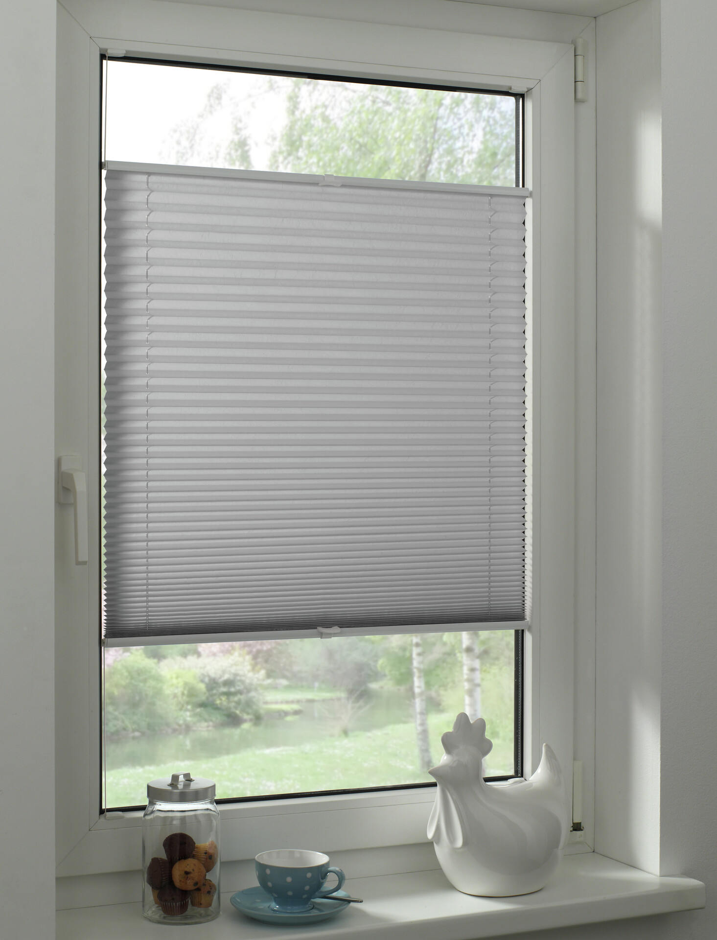 Boviva Spannplissee silber B/L: ca. 55x130 cm