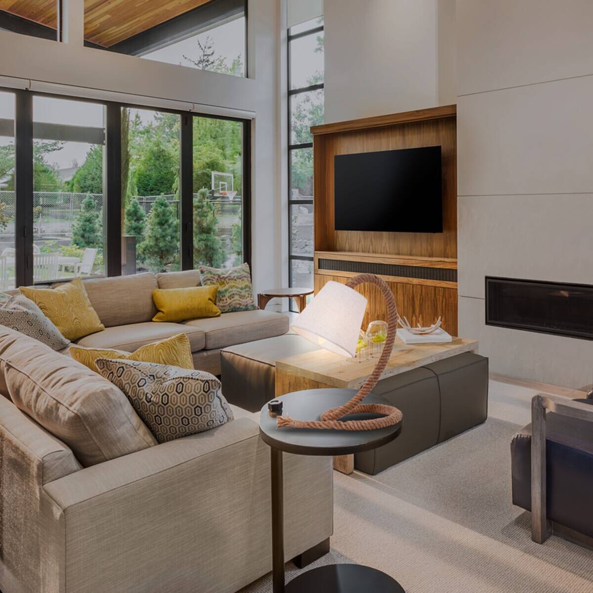 Näve Leuchten Tischleuchte 3164627 natur Textil Metall Kunststoff B/H/T: ca. 18x35x26 cm E14 1 Brennstellen