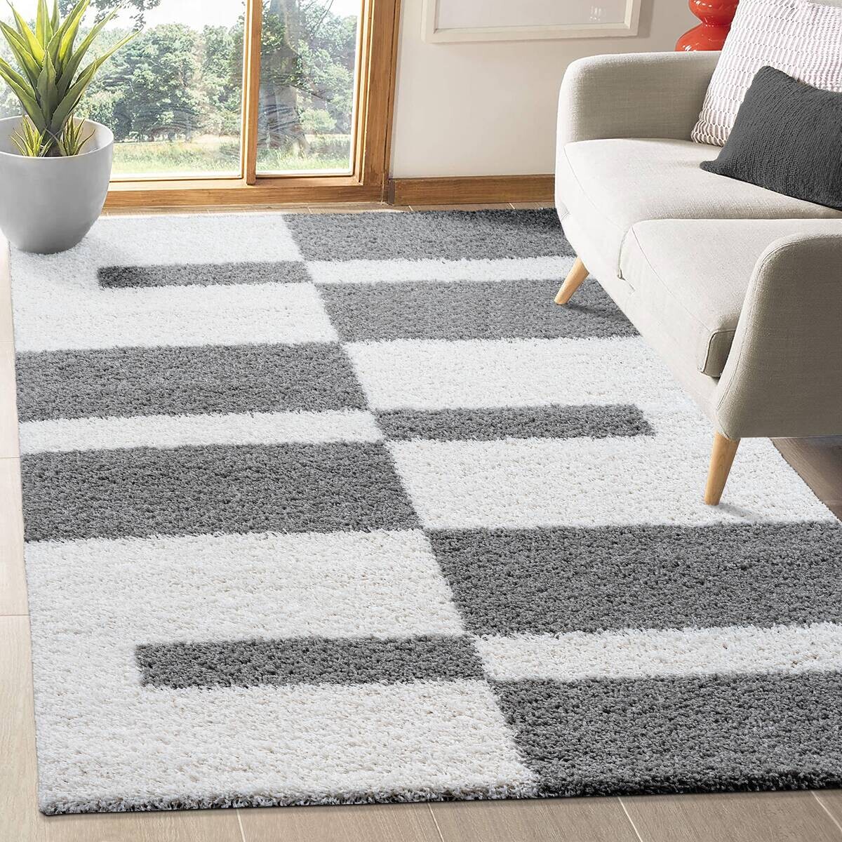 Sanat Hochflorteppich MILANO hellgrau B/L: ca. 80x200 cm