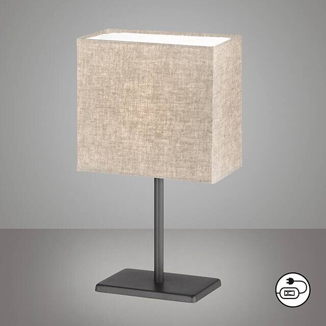 easy! by FHL Tischleuchte 850228 Kate schwarz sand Metall Textil B/H/T: ca. 10x30x17 cm E14 1 Brennstellen