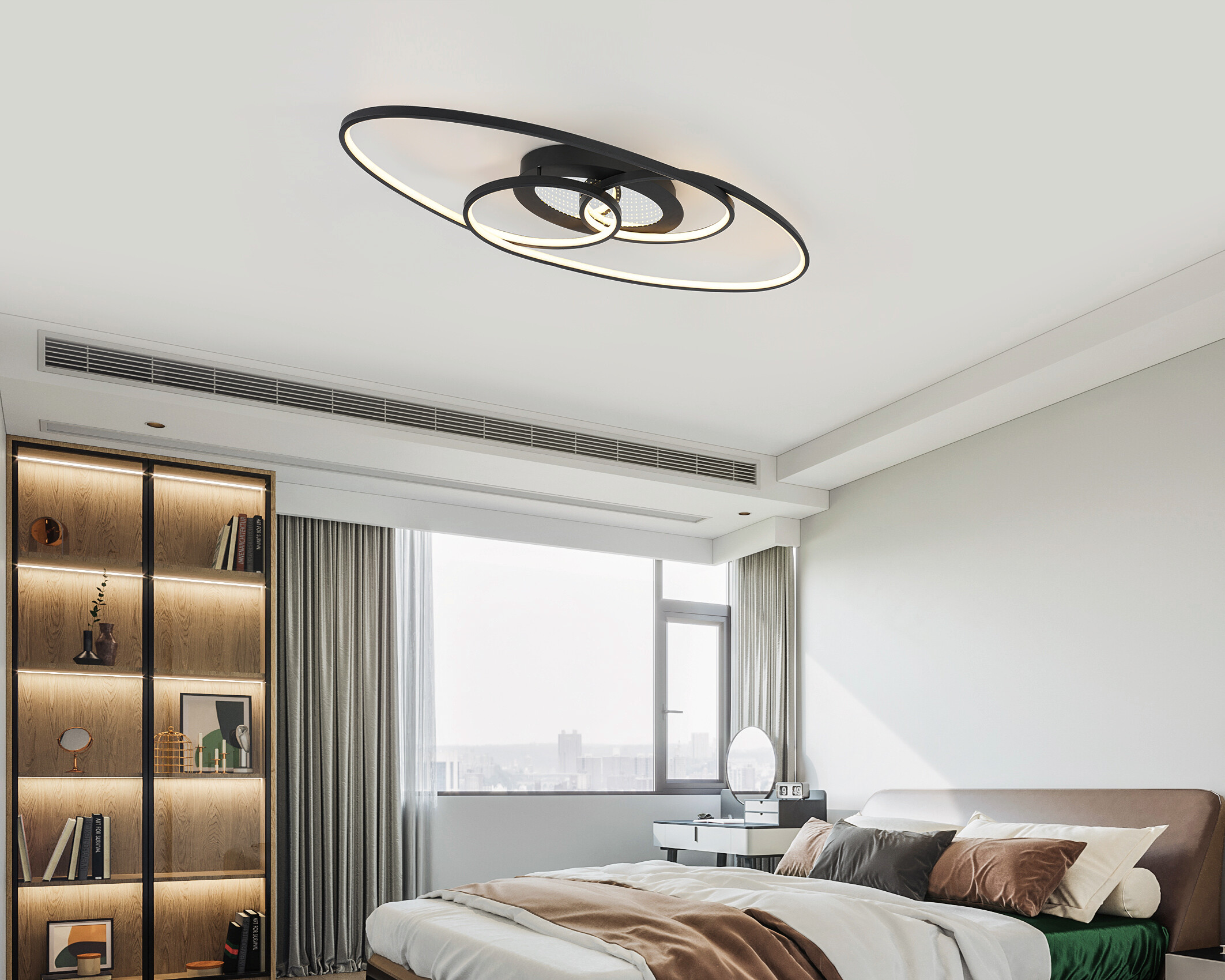 Nolo LED-Deckenleuchte Flow schwarz Metall B/H/L: ca. 30x7,5x85 cm