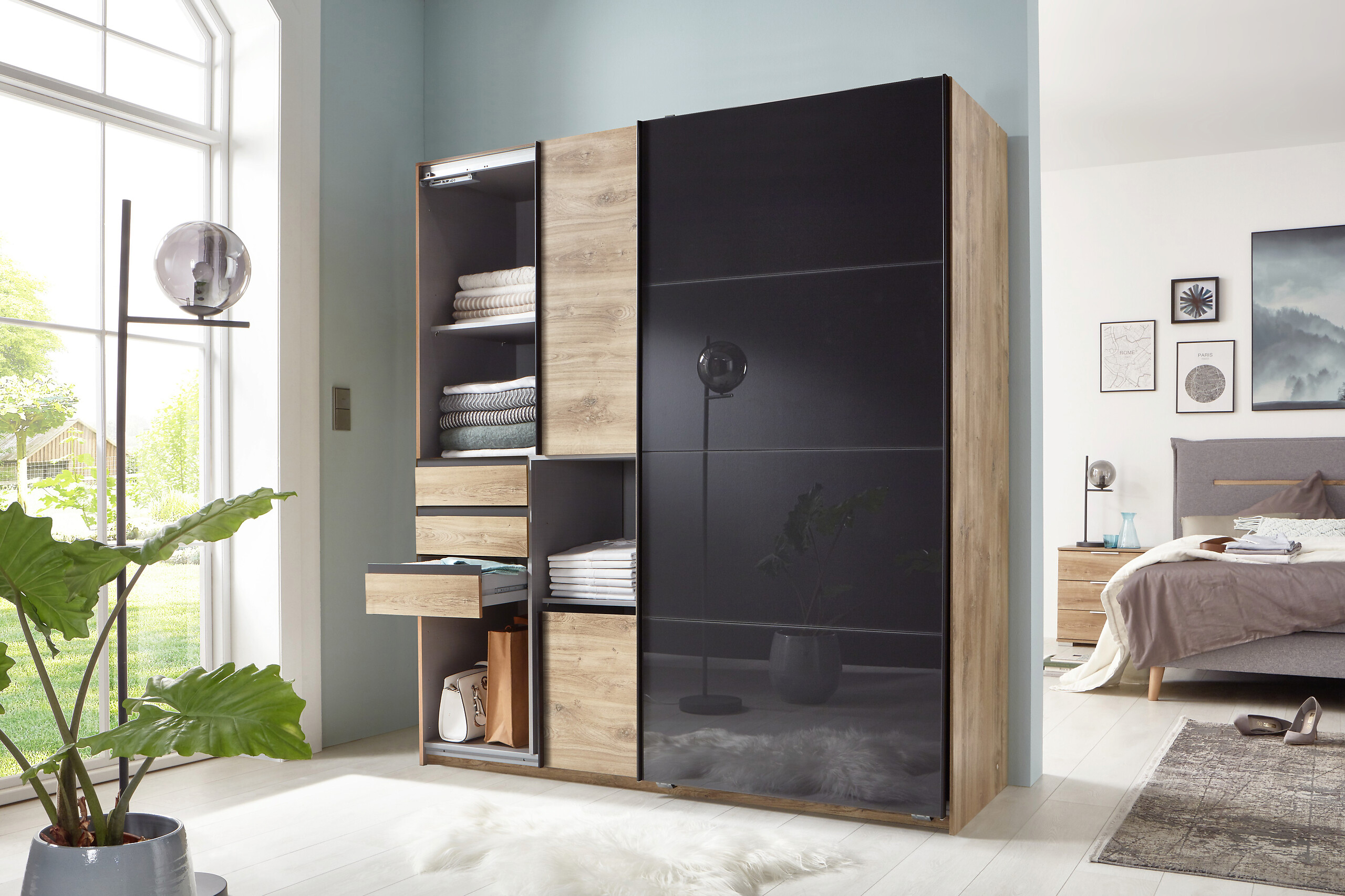 Schwebetürenschrank Oldenburg Eiche Artisan Nachbildung B/H/T: ca. 180x198x65 cm