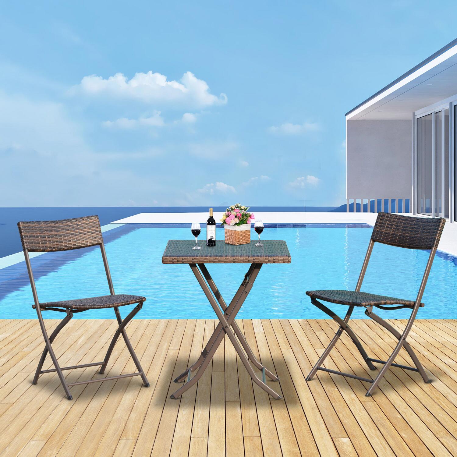 Outsunny Balkonset café braun Polyrattan