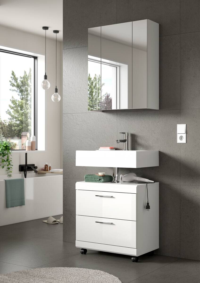 Waschbeckenunterschrank Scout weiß weiß Hochglanz B/H/T: ca. 60x56x37 cm