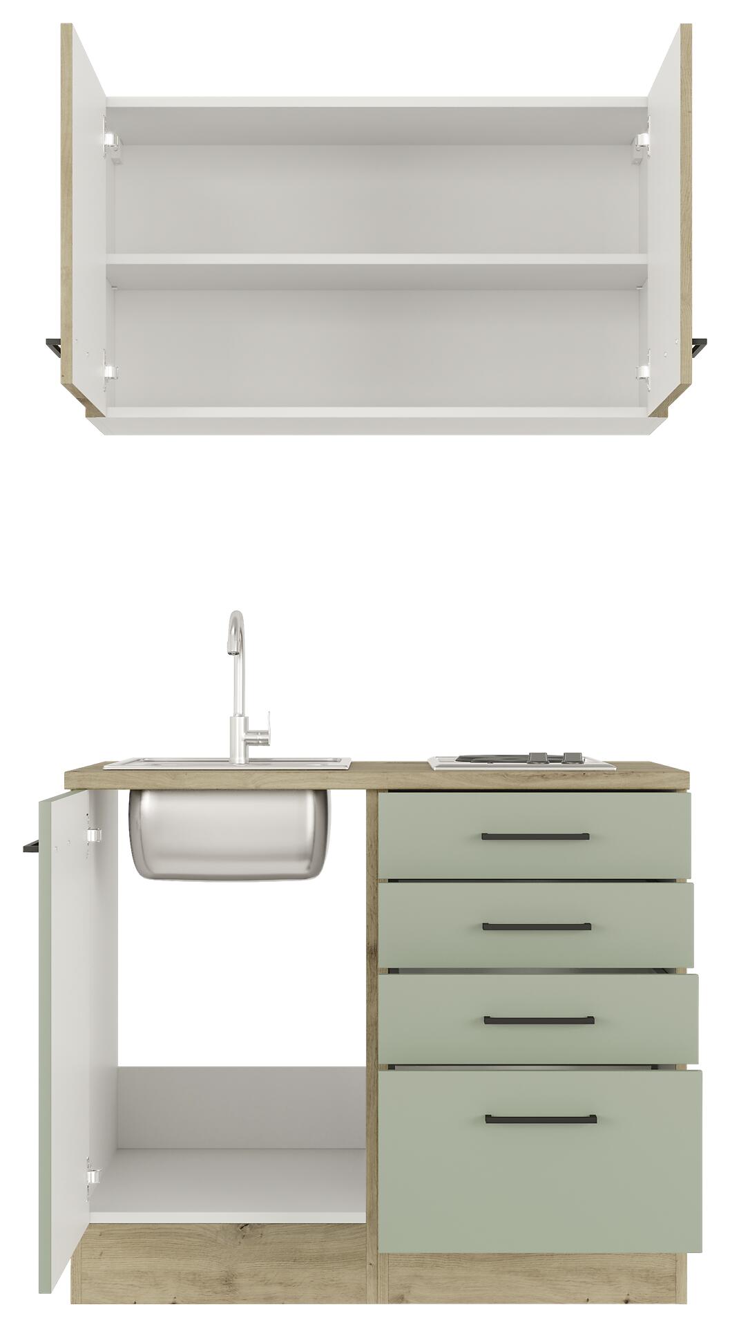 Küchenblock Cara grün B/H/T: ca. 100x200x60 cm