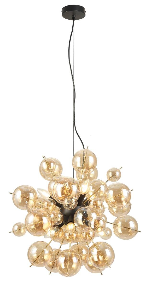 GLOBO Pendelleuchte mattschwarz Metall Glas H/D: ca. 120x55 cm 6.0 Brennstellen