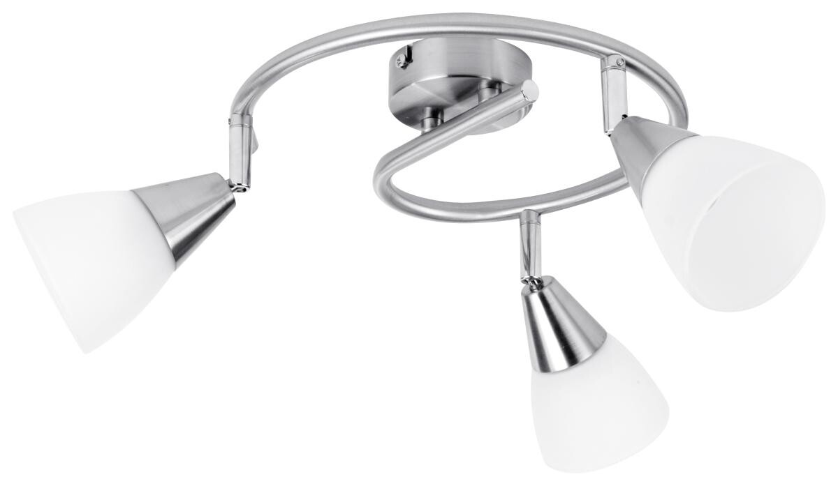 POCOline Spotspirale Tadea nickel matt weiß Metall Glas B/H/L: ca. 30x20x30 cm E14 3 Brennstellen