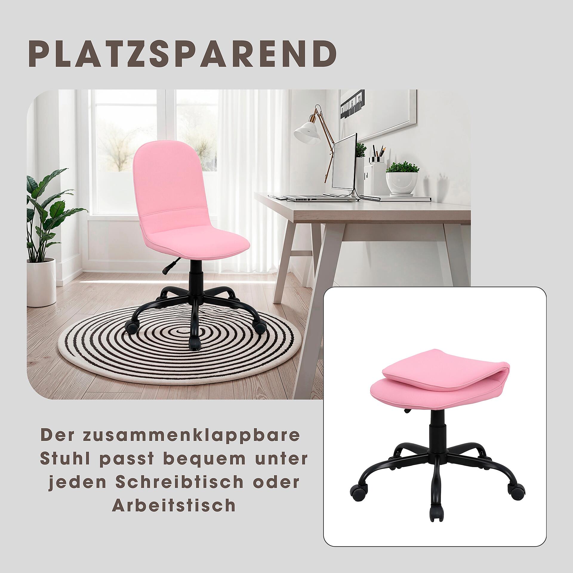 Drehstuhl TROLLY schwarz pink Metall Stoff