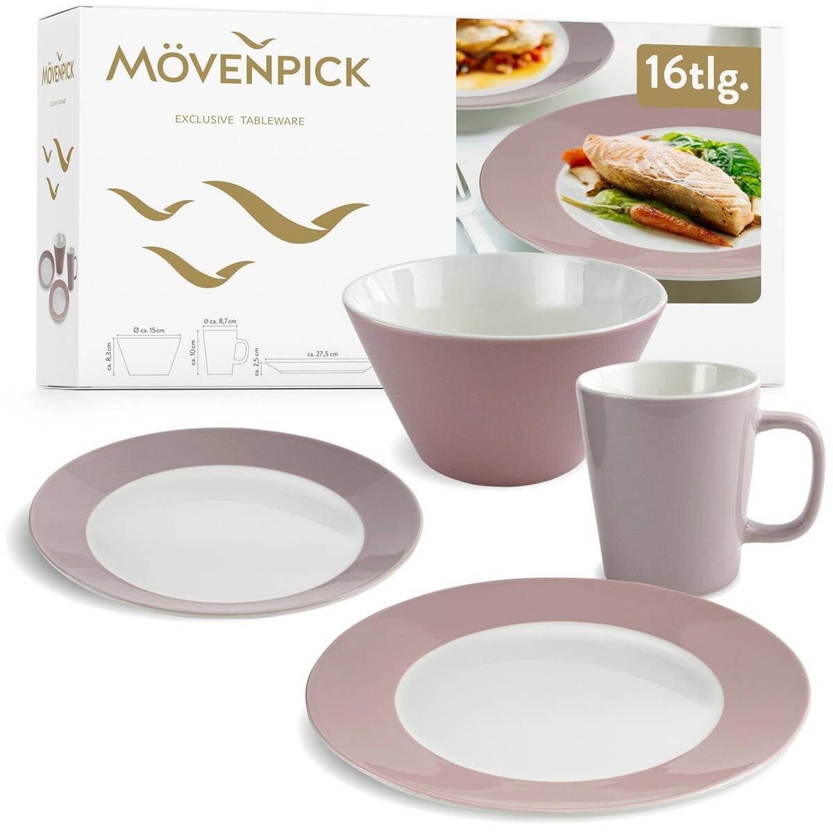 Mövenpick Kombiservice Montreux rosa Porzellan 16 tlg.