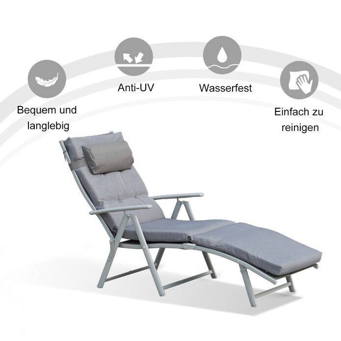 Outsunny Sonnenliege grau Metall B/H/L: ca. 64x101x180 cm