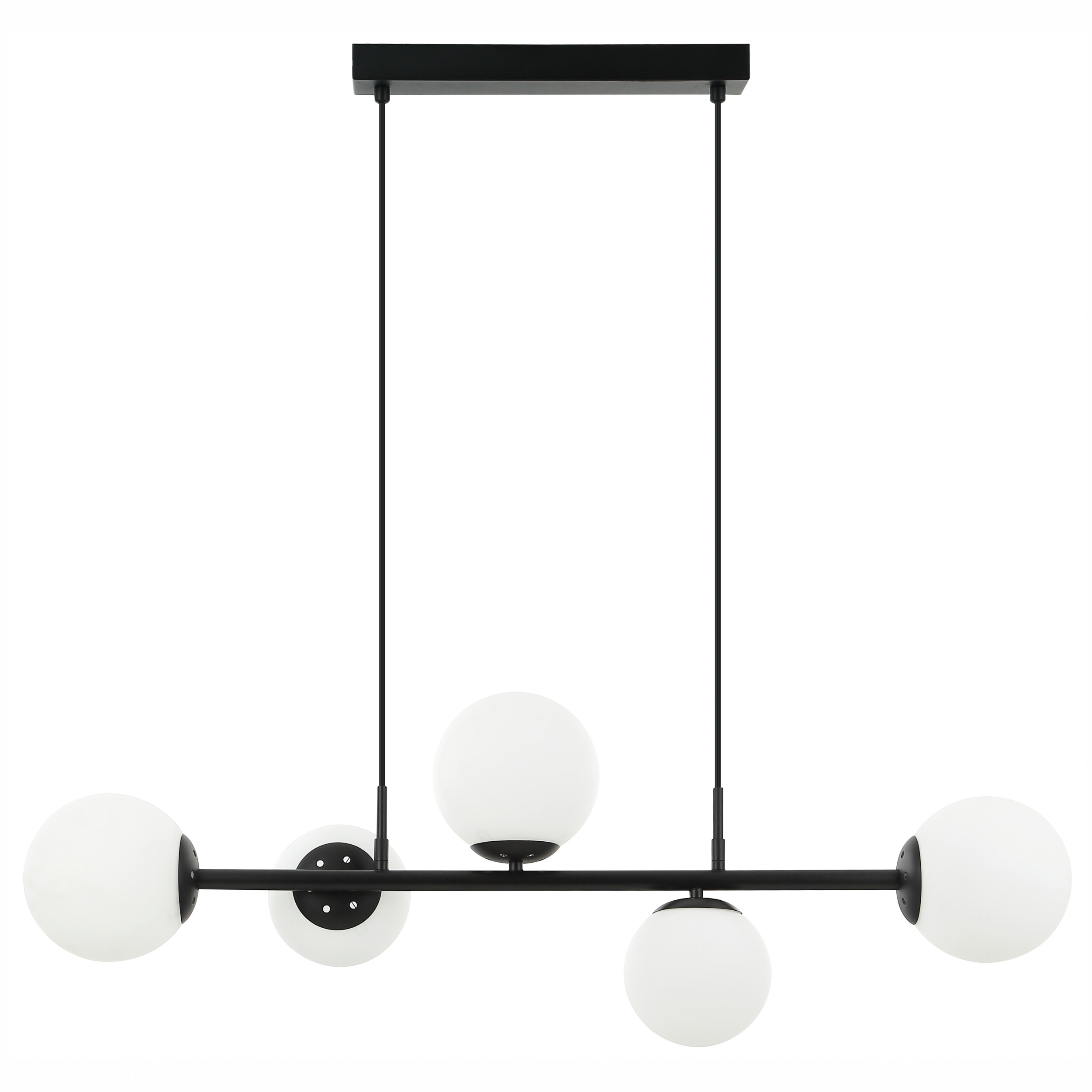 Lamkur Pendelleuchte Maddie schwarz Glas Stahl B/H/L: ca. 120x23x93 cm E14 5 Brennstellen