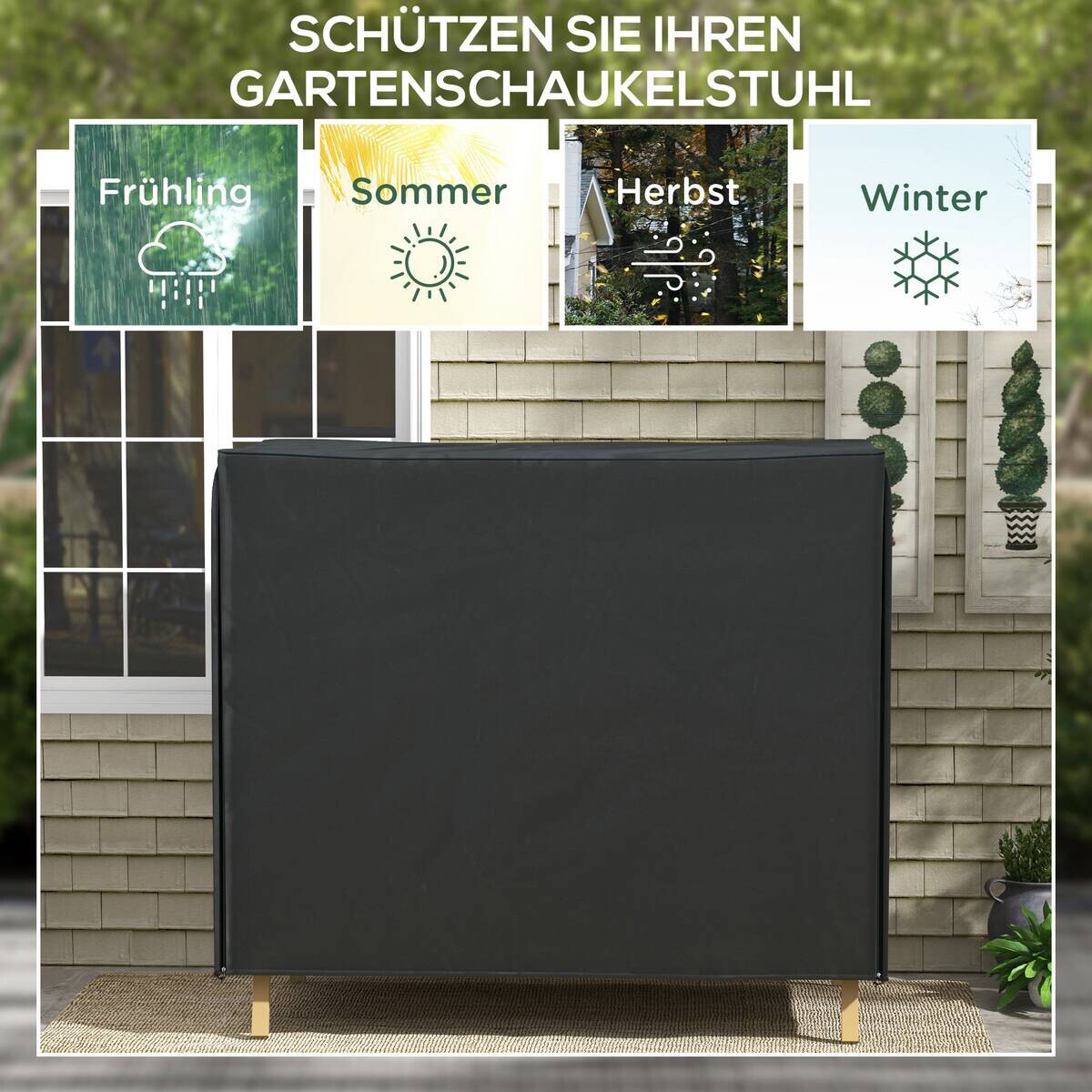 Outsunny Hollywoodschaukel-Abdeckung schwarz Polyester-Mischgewebe B/H/L: ca. 125x172x220 cm