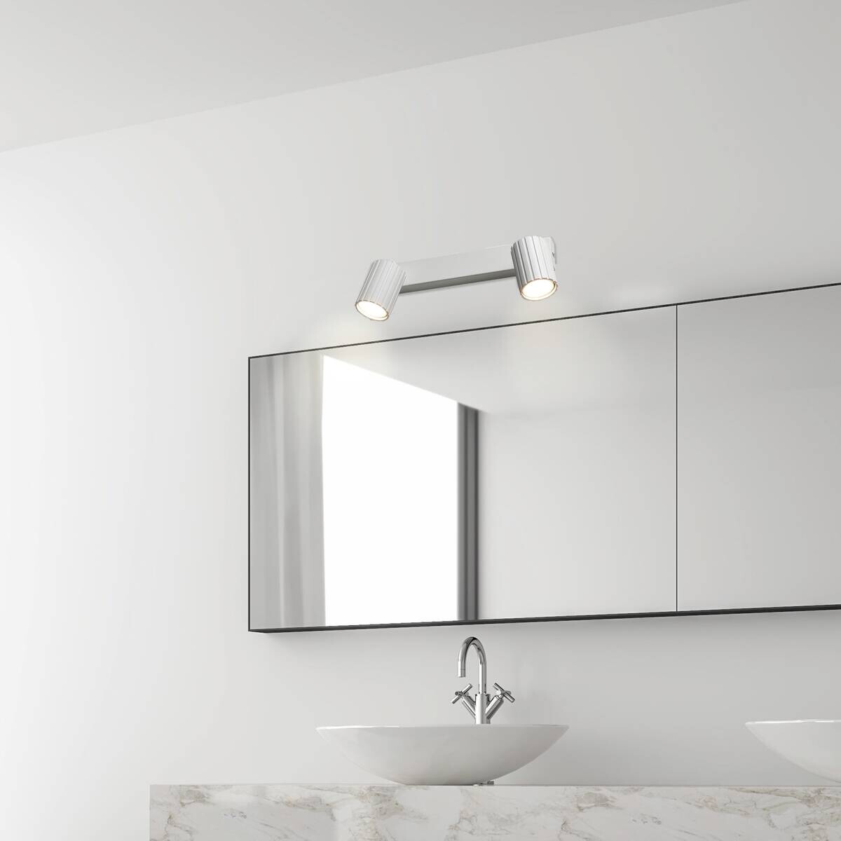 Lamkur Strahler Prisma weiß Stahl B/H/L: ca. 6,5x16,5x30 cm 2 Brennstellen