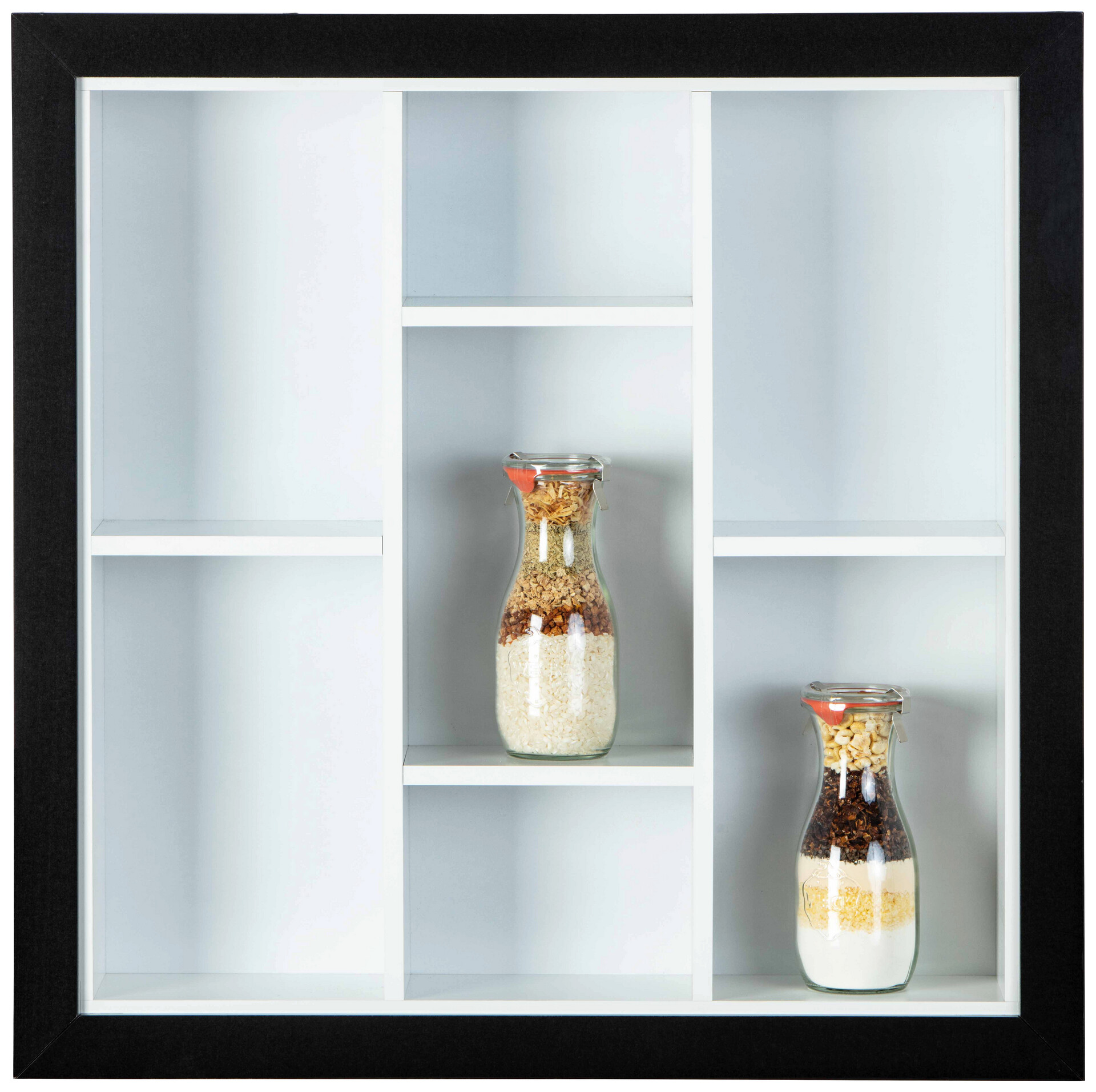 Vitrine Septem schwarz weiß B/H/T: ca. 66,5x66,5x13,7 cm