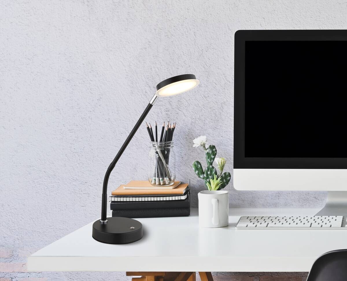 GLOBO Tischleuchte mattschwarz Metall B/H/L: ca. 13x52x43 cm 1 Brennstellen