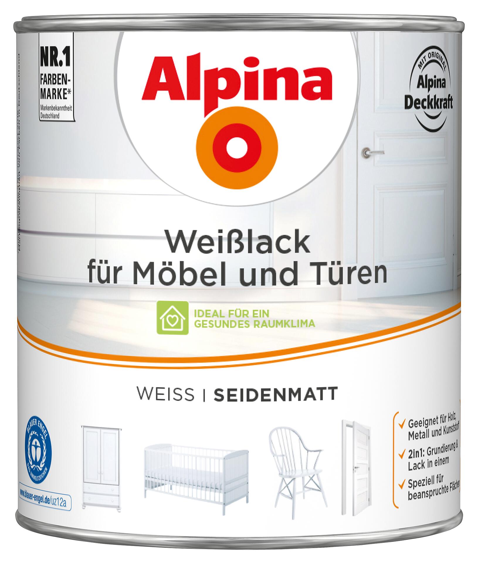 Alpina Weißlack für Möbel & Türen weiß seidenmatt ca. 2 l