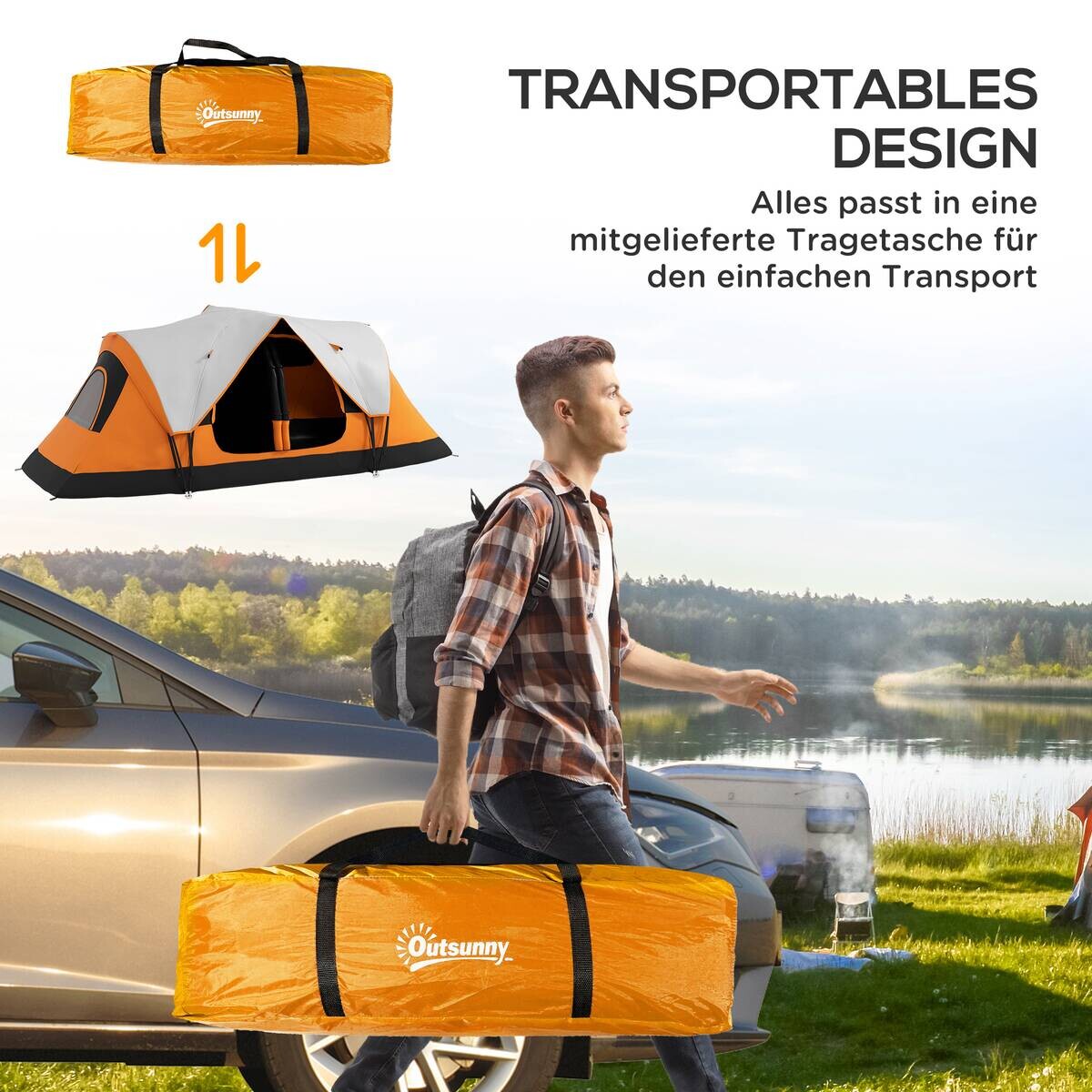 Outsunny Campingzelt B/H/L: ca. 215x180x450 cm