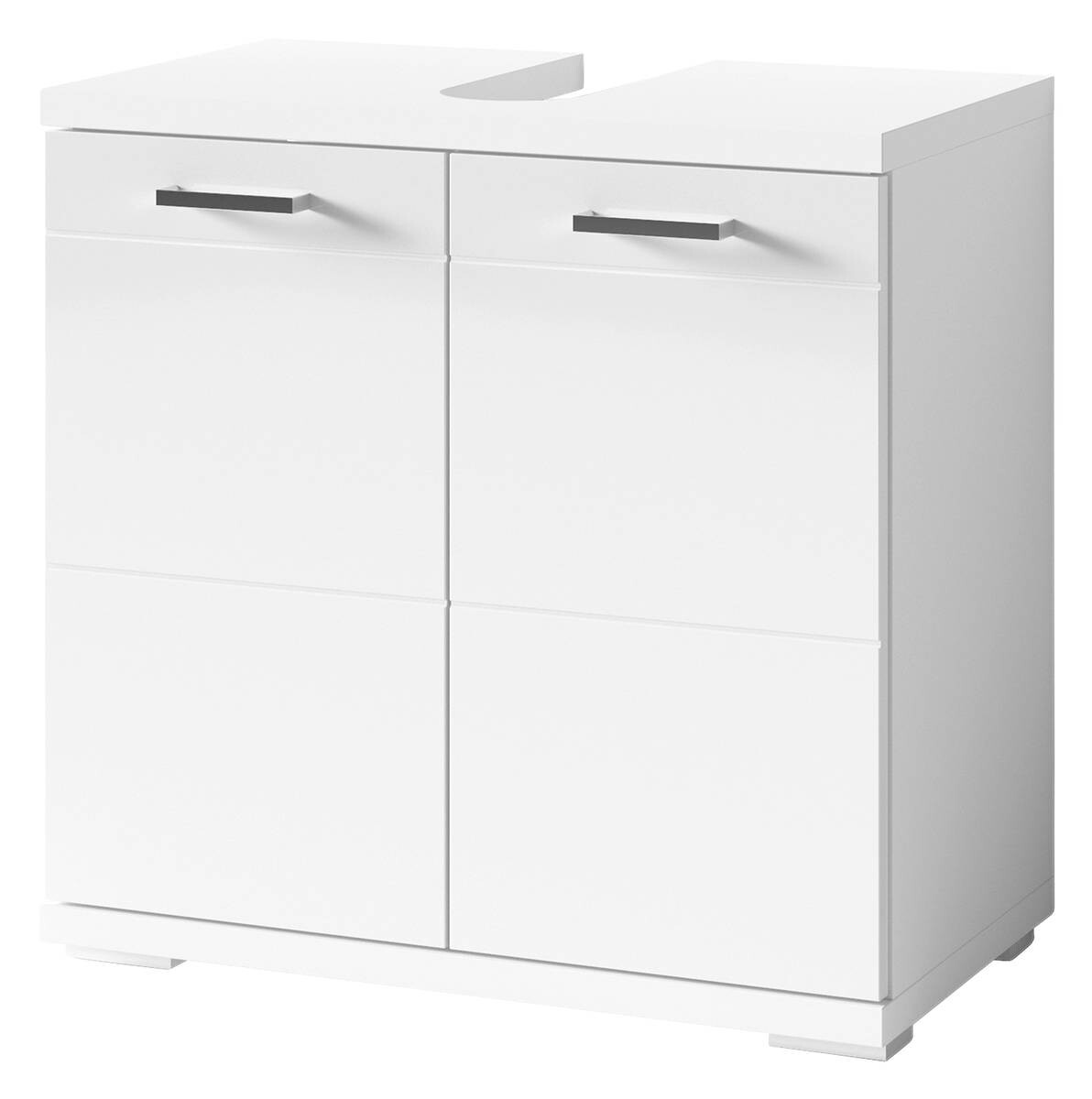 Waschbeckenunterschrank NEBRASKA weiß weiß Lack Hochglanz silber B/H/T: ca. 60x59x31,5 cm