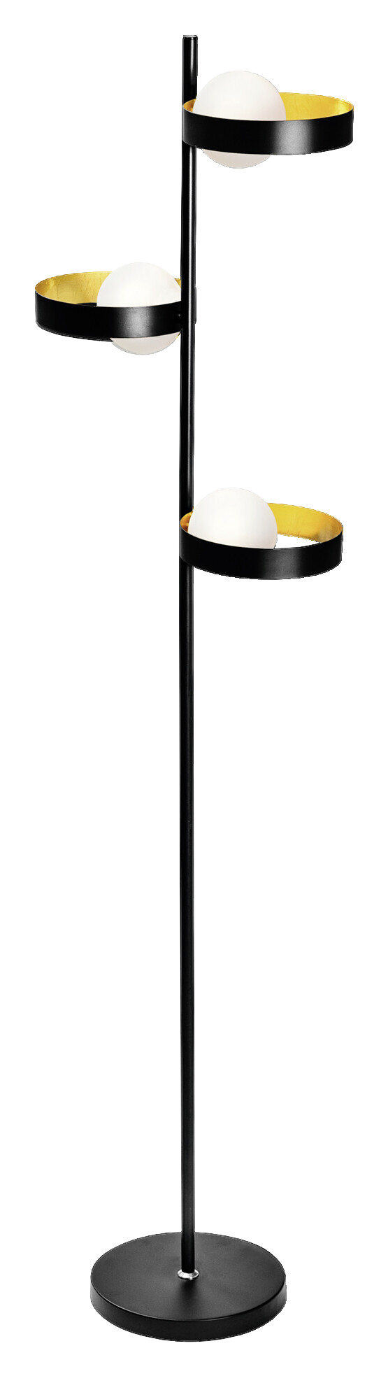 LEDVANCE Stehleuchte Memphis schwarz gold weiß Metall Glas H/D: ca. 148x38,8 cm G9 3 Brennstellen