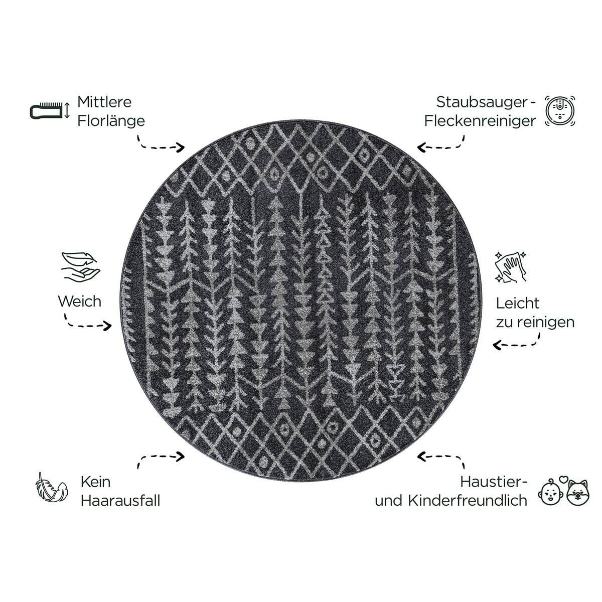 Sanat Teppich schwarz B/L: ca. 150x150 cm