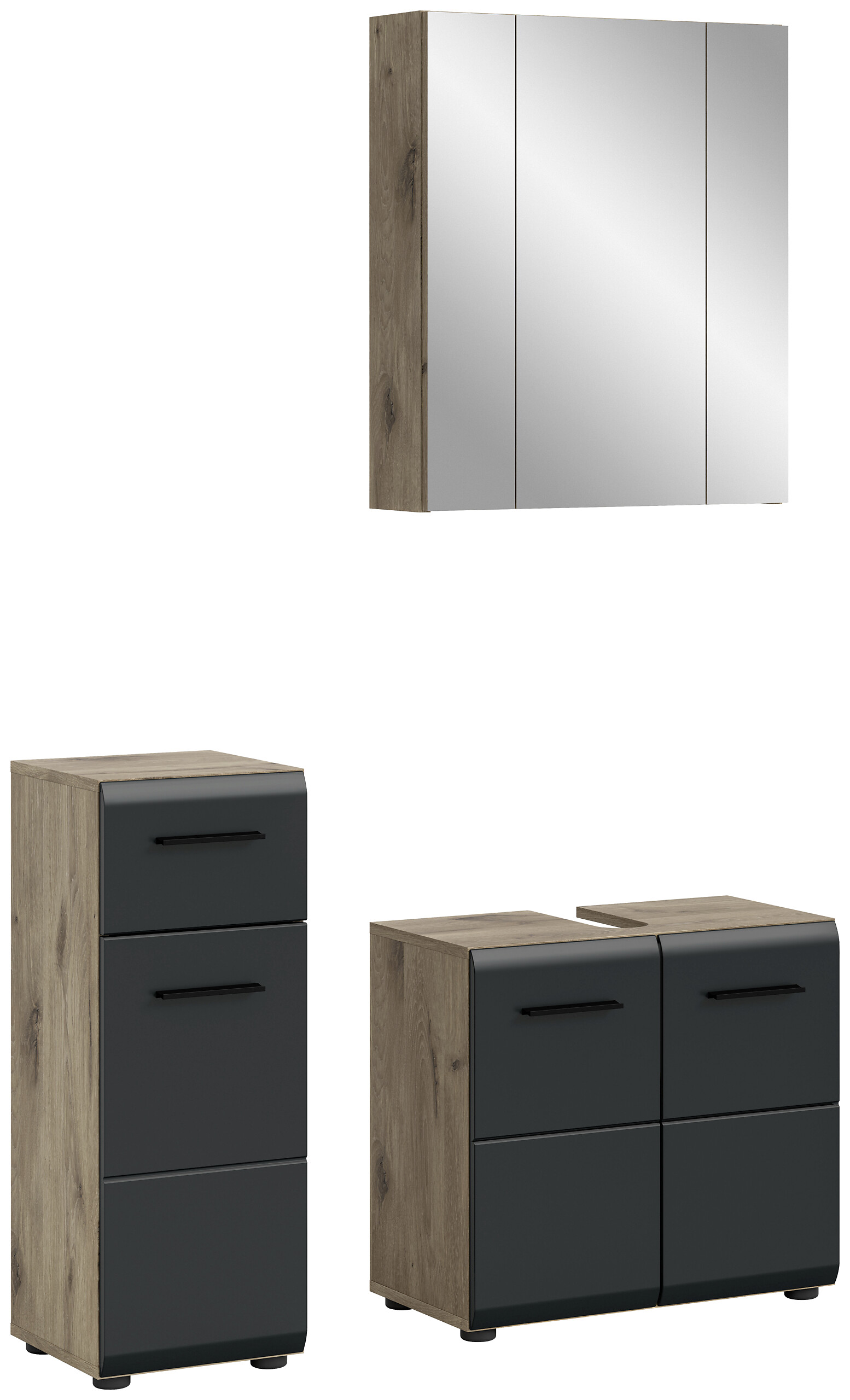 Badezimmer-Set Ice Nox Oak Nachbildung schwarz matt B/H/T: ca. 105x185x30 cm