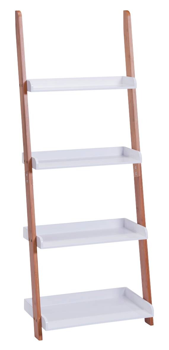 Zeller Leiter-Regal weiß Bambus B/H/T: ca. 55x145x30 cm