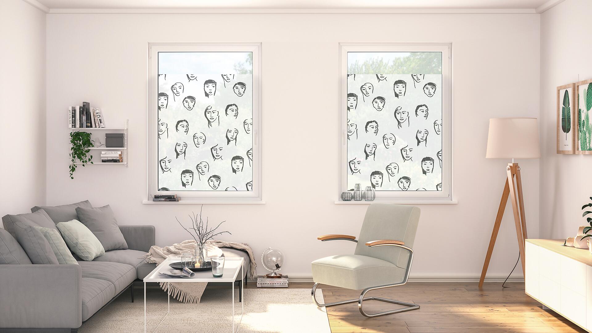 LICHTBLICK Fensterfolie Faces Gemustert Faces schwarz B/L: ca. 50x50 cm