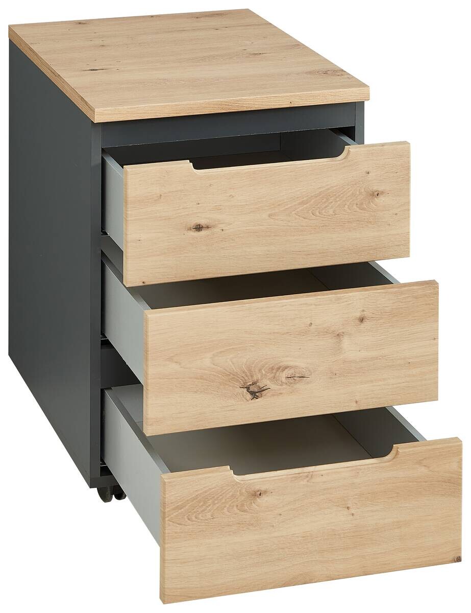 Rollcontainer Memphis Eiche Artisan Nachbildung anthrazit B/H/T: ca. 45x66x55 cm Rollcontainer Memphis Eiche Artisan Nachbildung anthrazit B/H/T: ca. 45x66x55 cm