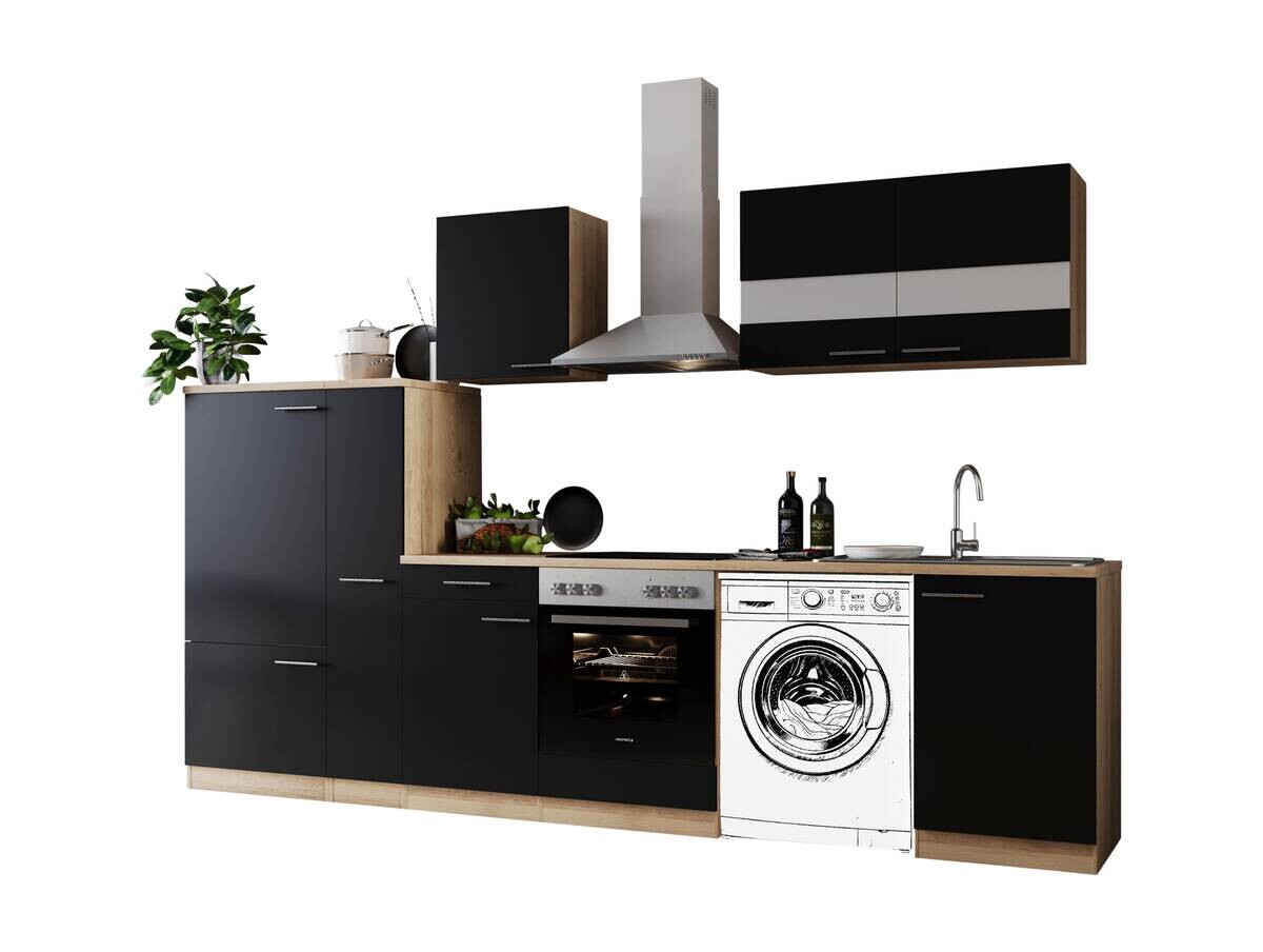 Respekta Küchenblock Merle schwarz B/H/T: ca. 310x200x60 cm